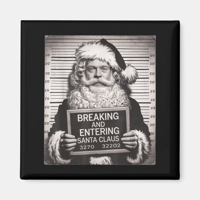 Imán Funny Santa Claus Mugshot Christmas – Santa Xmas  (Frente)
