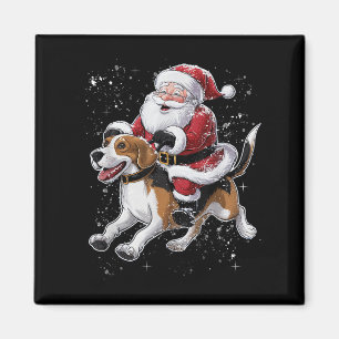 Imán Funny Santa Claus viajando con Navidades de perros
