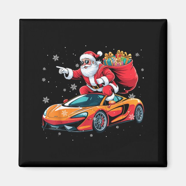 Imán Funny Santa Driving Srt Car Xmas Pajama Christmas  (Frente)