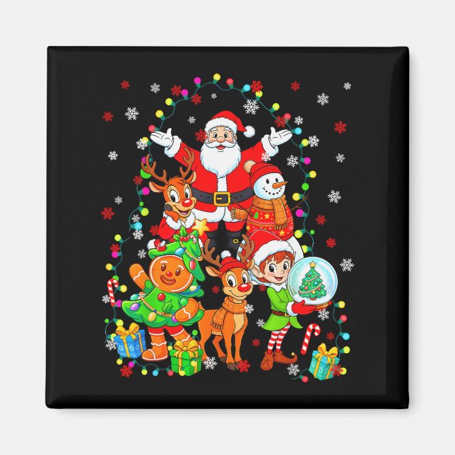 Imán Funny Santa Elf Snowman Reindeer Gingerbread Chris (Frente)