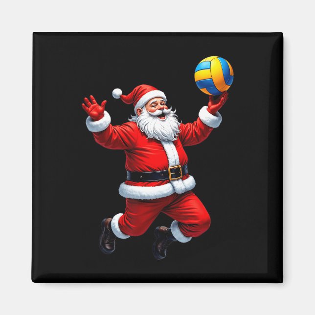 Imán Funny Santa Jugando Voleibol Navidades Encende Xm (Frente)