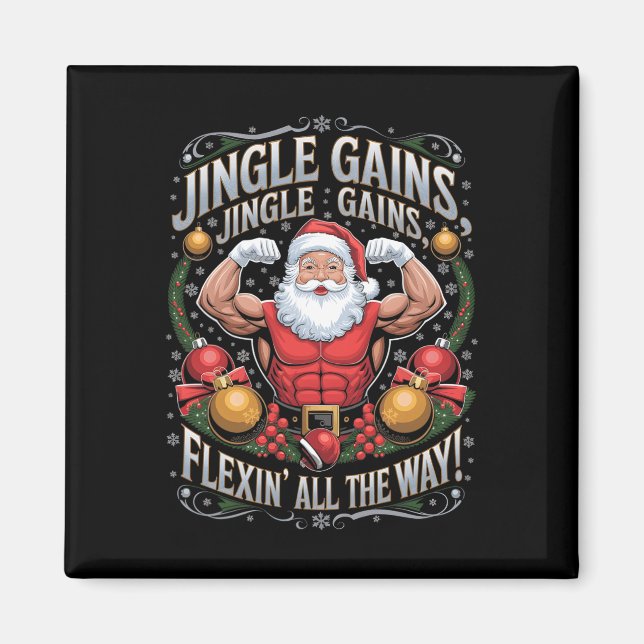 Imán Funny Santa Navidades Gym Workout Motivation Fle (Frente)
