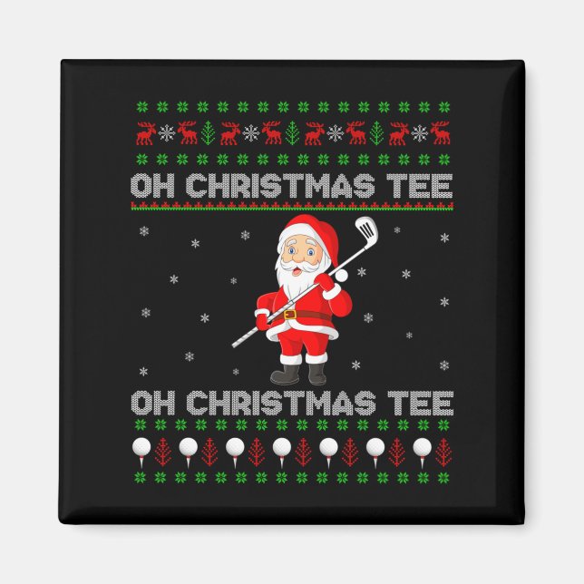 Imán Funny Santa Playing Golf Srts Christmas  (Frente)