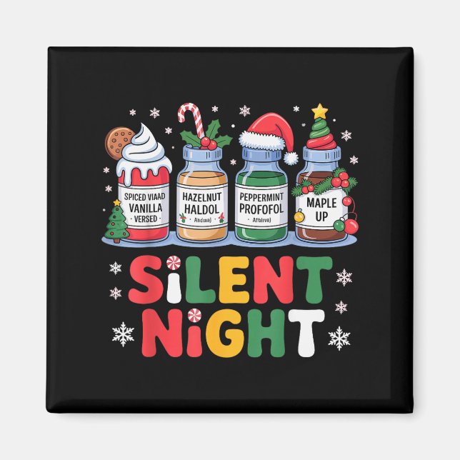 Imán Funny Santa Profol Silent Night Icu Nurses Merry C (Frente)