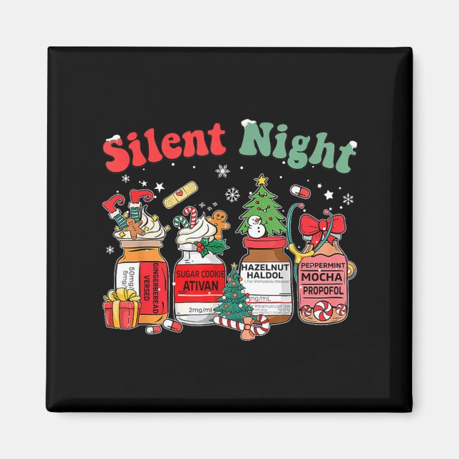 Imán Funny Santa Profol Silent Night Icu Nurses Merry C (Frente)