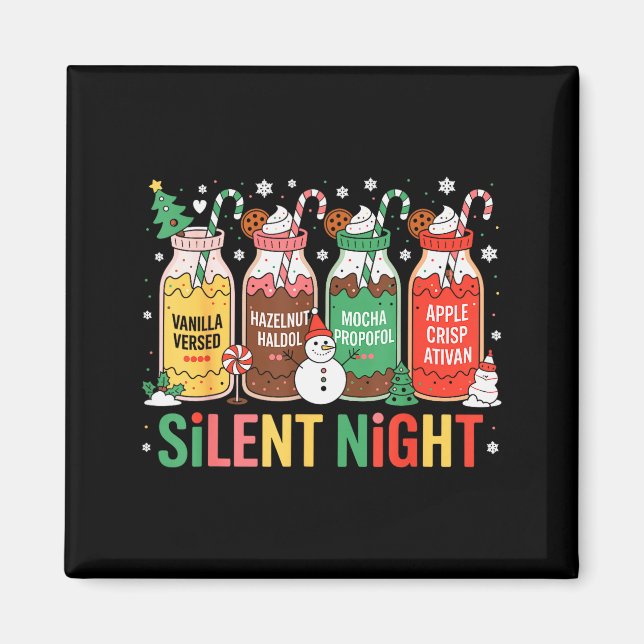 Imán Funny Santa Profol Silent Night Icu Nurses Merry C (Frente)