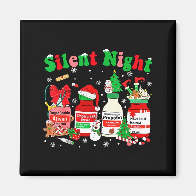 Imán Funny Santa Profol Silent Night Icu Nurses Merry C (Frente)