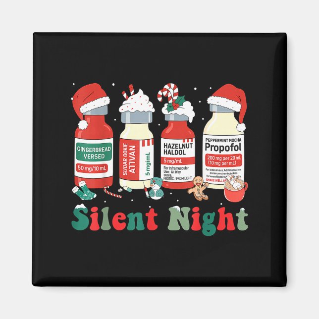Imán Funny Santa Profol Silent Night Icu Nurses Merry C (Frente)