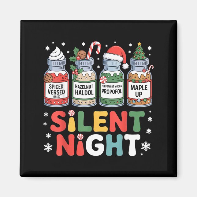 Imán Funny Santa Profol Silent Night Icu Nurses Merry C (Frente)