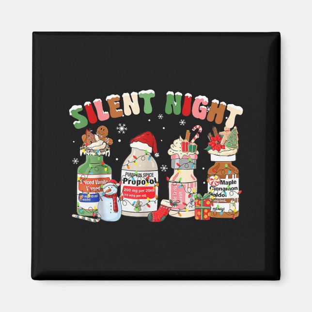 Imán Funny Santa Profol Silent Night Icu Nurses Merry C (Frente)