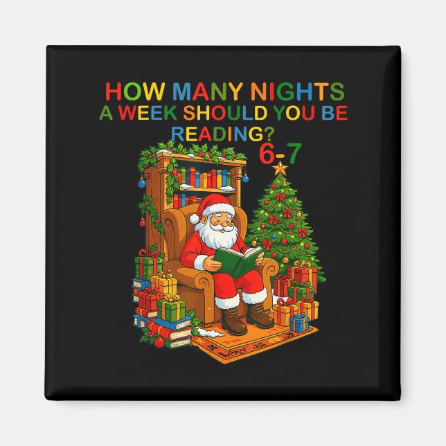 Imán Funny Santa Reading 67 Meme Tee Christmas Teacher  (Frente)