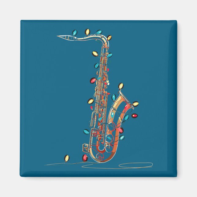 Imán Funny Saxophone Christmas Graphics Lights Lover Pl (Frente)