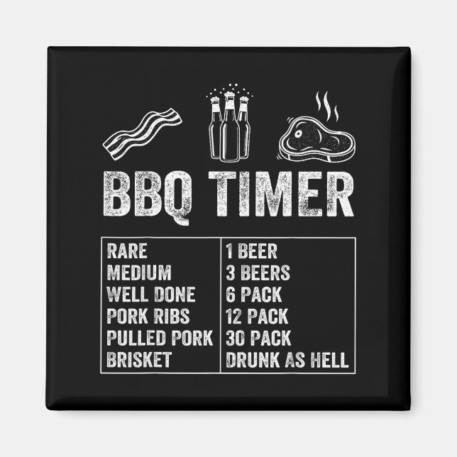 Imán Funny Saying Bbq Timer Beer Grill Dad Barbecue Dri (Frente)