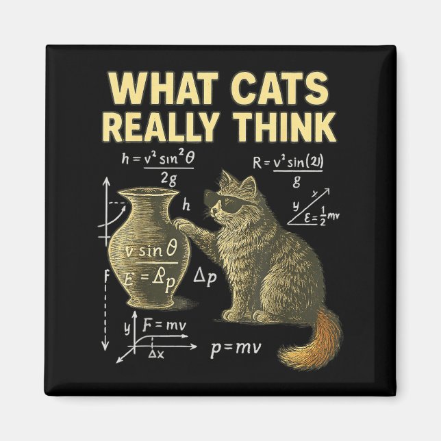 Imán Funny Science Cat Physics What Cats Think Gift Men (Frente)