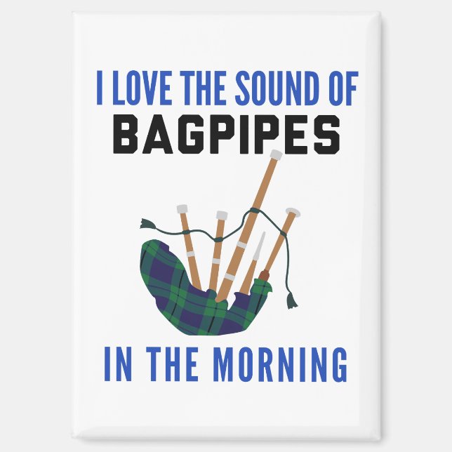 Imán Funny Scottish Bagpipe Mug Blue Green Plaid  (Anverso)