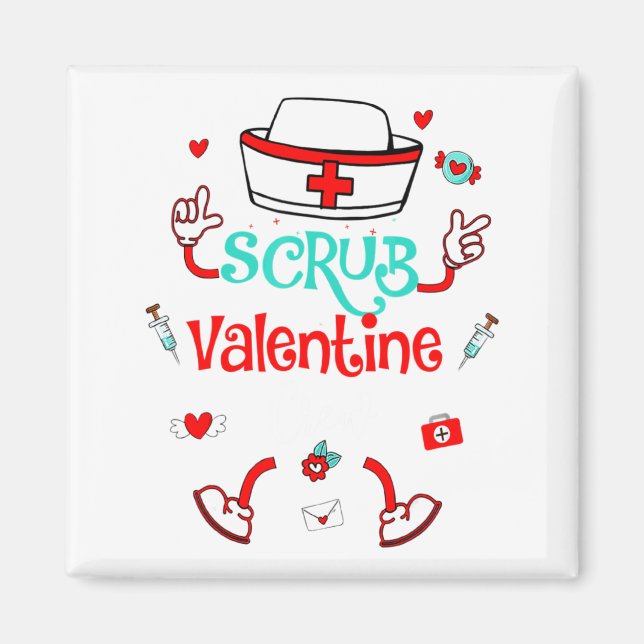 Imán Funny Scrub Valentines Day Nurse Crew Family Group (Frente)
