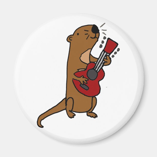 Imán Funny Sea Otter Tocando Guitarra (Frente)