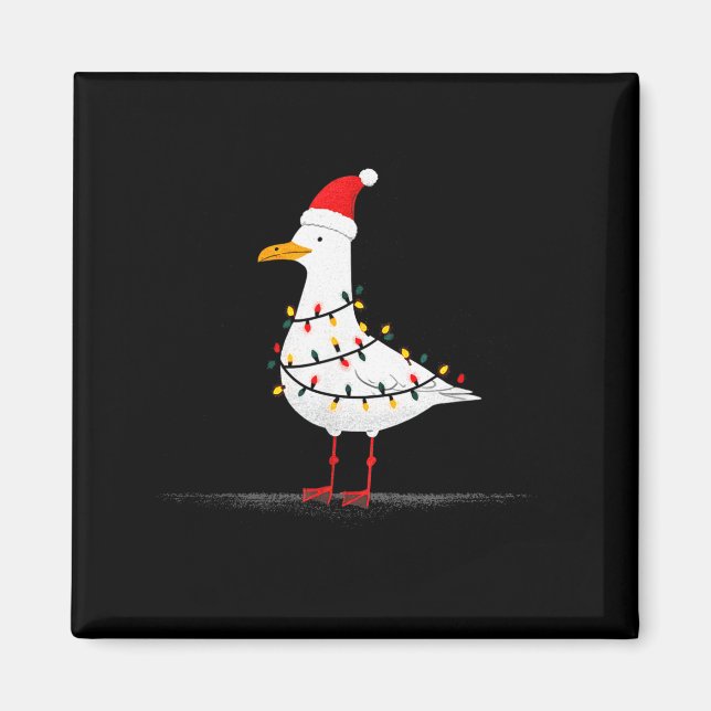 Imán Funny Seagull Christmas Graphics Animal Lights Lov (Frente)