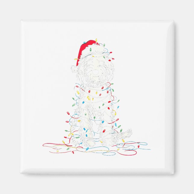 Imán Funny Sheepadoodle Christmas Graphics Dog Lights L (Frente)