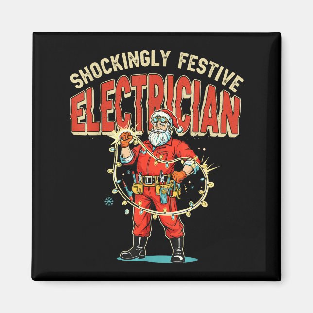 Imán Funny Shockingly Festive Electrician Vintage Chris (Frente)