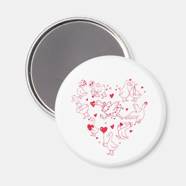 Imán Funny Silly Goose Heart Magnet | Valentine’s Day  (Anverso/Reverso)