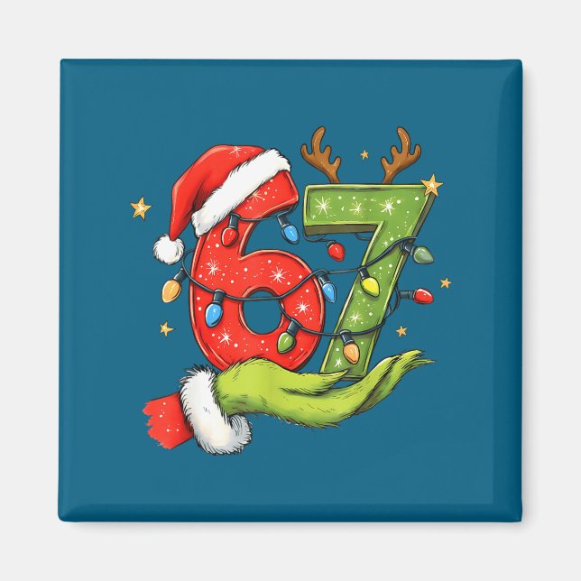 Imán Funny Six Seven 67 Meme Santa Christmas Brainrot P (Frente)