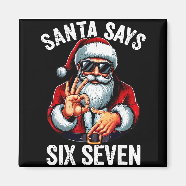 Imán Funny Six Seven 6 7 Meme Gen Alpha Slang 6 7 Santa (Frente)