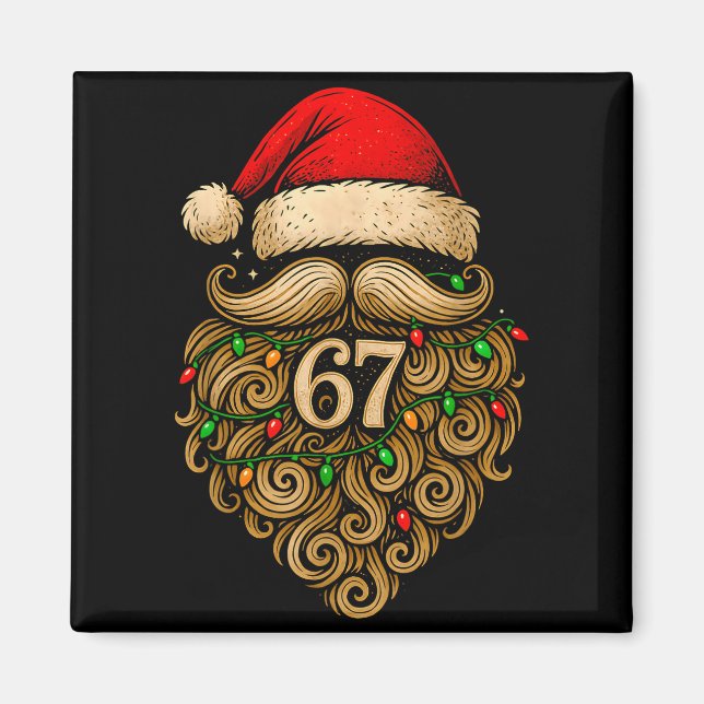 Imán Funny Six Seven 6 7 Meme Santa Beard Christmas Men (Frente)