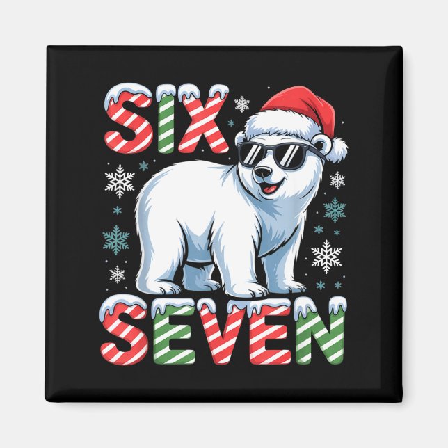 Imán Funny Six Seven Lar Bear Christmas 67 Santa Hat Wi (Frente)