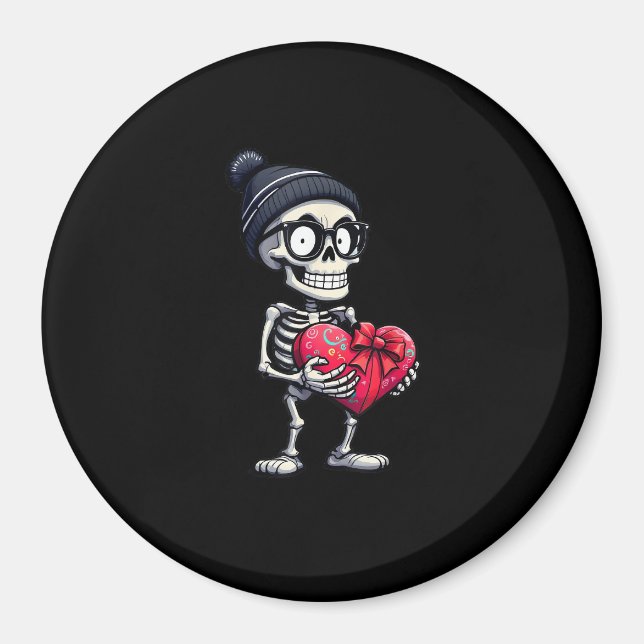 Imán Funny Skeleton Men Skeleton Heart Valentines (Frente)
