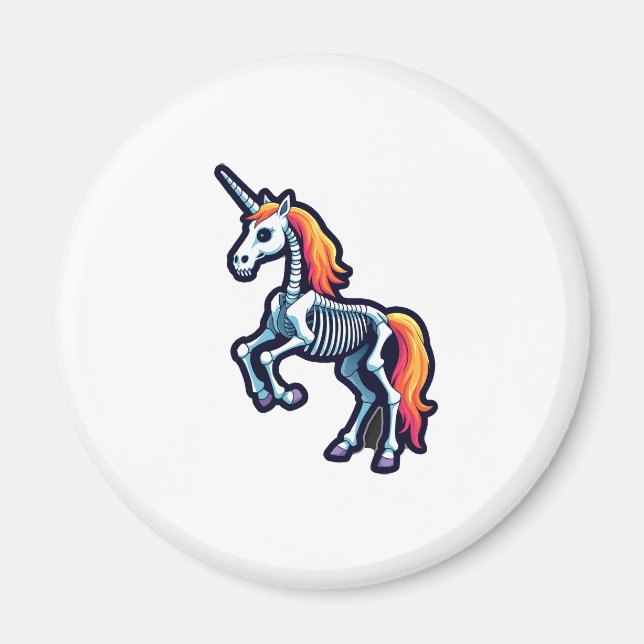 Imán Funny Skeleton Unicorn Lovers Spooky Halloween Cos (Frente)