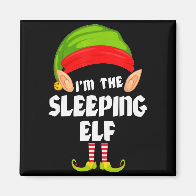 Imán Funny Sleeng Elf Matching Family Group Pj Christma (Frente)