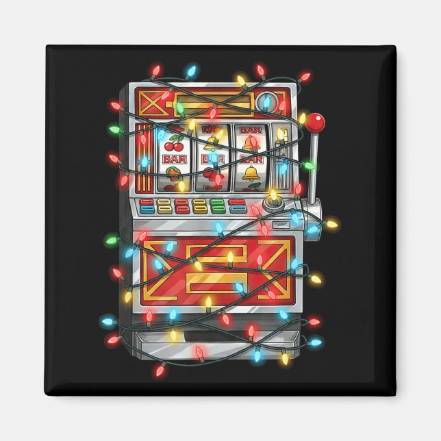 Imán Funny Slot Machine Christmas Graphics Lights Lover (Frente)