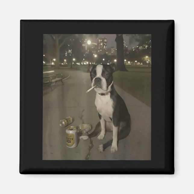 Imán Funny Smoking Dog Meme Cigarette Gen Z Meme Dog Lo (Frente)