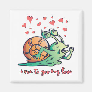 Imán Funny Snail Valentine Running