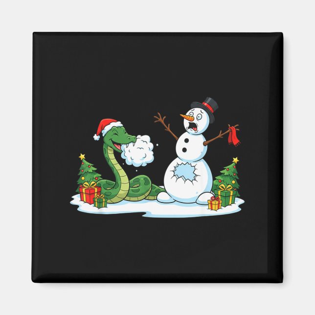 Imán Funny Snake Snowman Christmas Tree Xmas Womens Men (Frente)