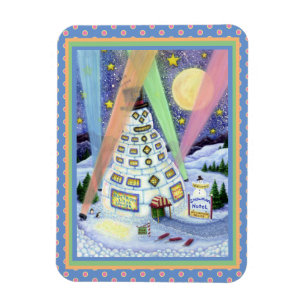 IMÁN FUNNY SNOWMAN HOTEL, LUCES DEL NORTE Y PENGUINOS