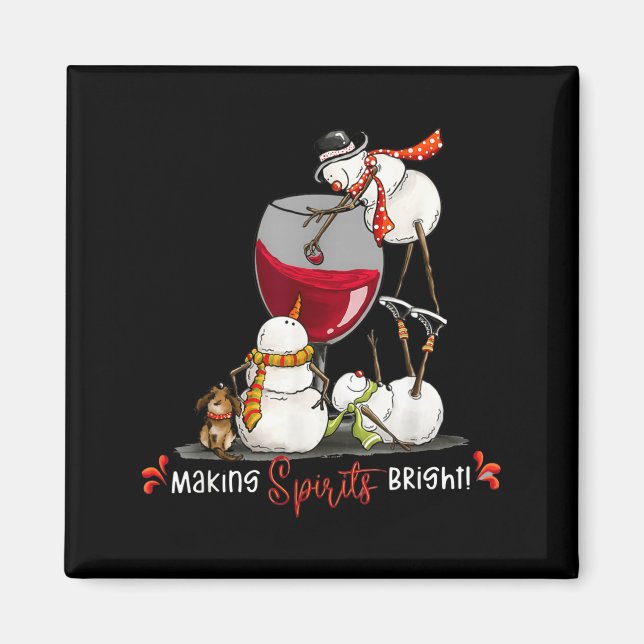 Imán Funny Snowman Wine Christmas Holiday  (Frente)