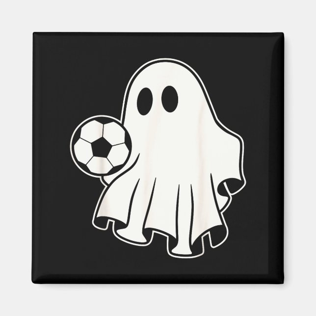 Imán Funny Soccer Ghost Playing Soccer Lovers Halloween (Frente)