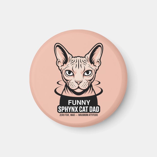 Imán Funny Sphynx Cat Dad Vector Art (Frente)