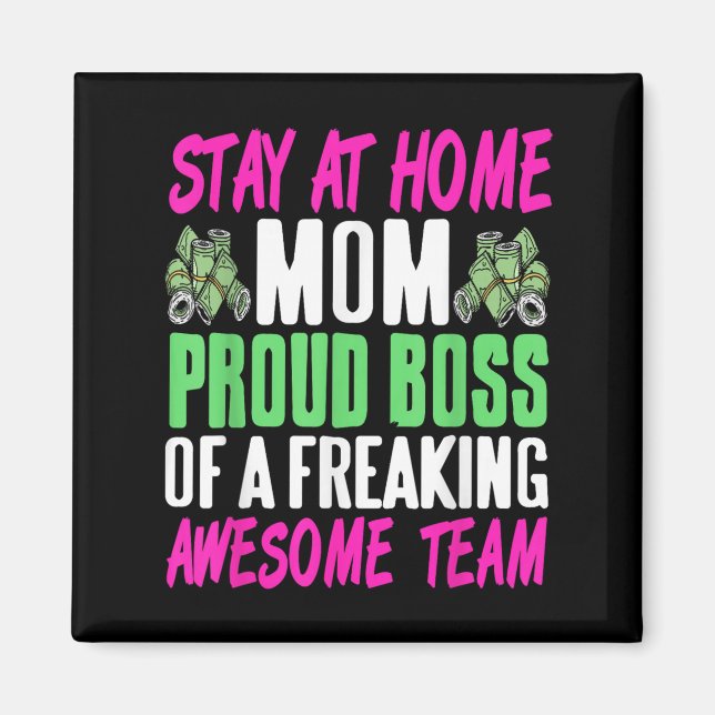 Imán Funny Stay At Home Mom Boss Proud Of Awesome Famil (Frente)