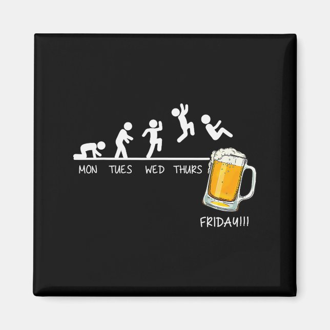Imán Funny Stickman Jumping Beer Days Of Week Friday Dr (Frente)