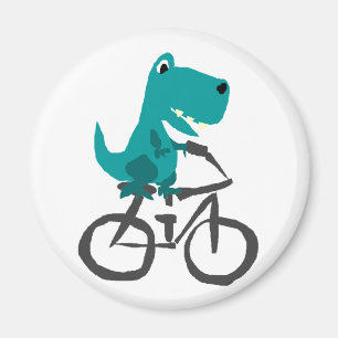 Imán Funny T-rex Dinosaur Riding Bicycle Personalizado