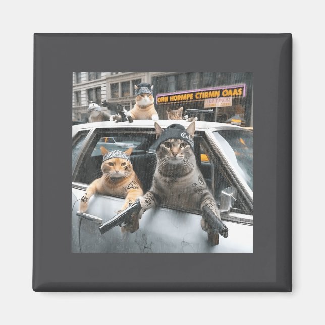 Imán Funny Tactical Cat Meme Military Style  (Frente)