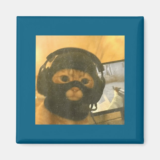 Imán Funny Tactical Gamer Cat Meme Graphic  (Frente)