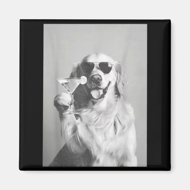 Imán Funny Tail Dog Golden Retriever With Sungles Marti (Frente)