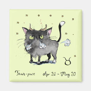 Imán Funny Taurus Zodiac Cat Star señal horoscopía frig