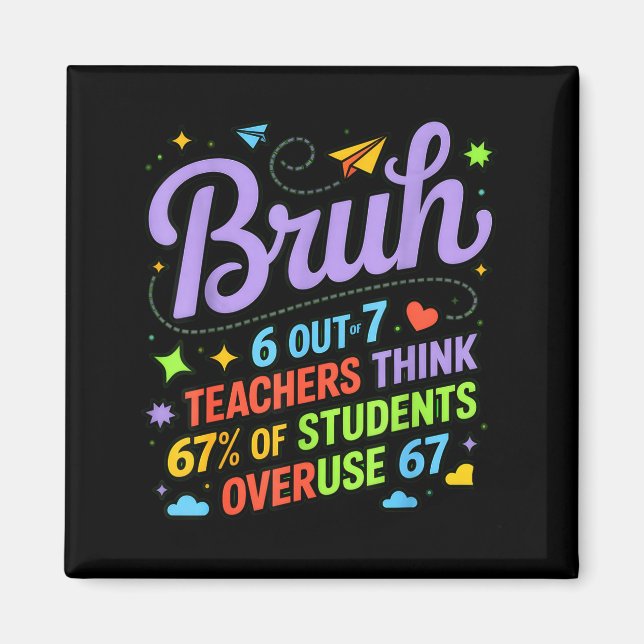 Imán Funny Teacher Quote Bruh 6 Out Of 7 Teachers Think (Frente)
