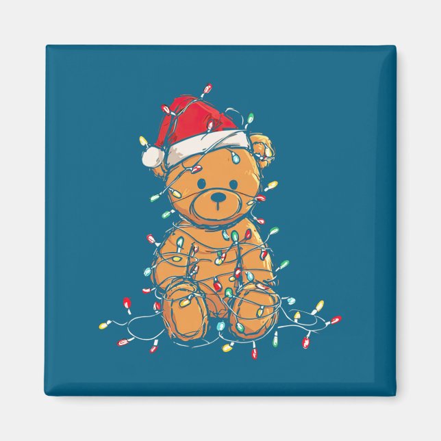 Imán Funny Teddy Bear Christmas Graphics Lights Lover L (Frente)