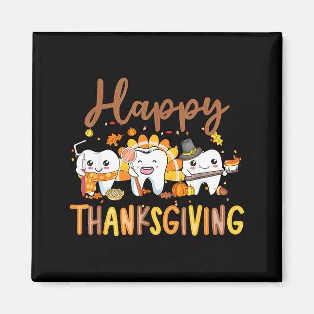 Imán Funny Teeth Thanksgiving Dentist Turkey Dental Squ (Frente)